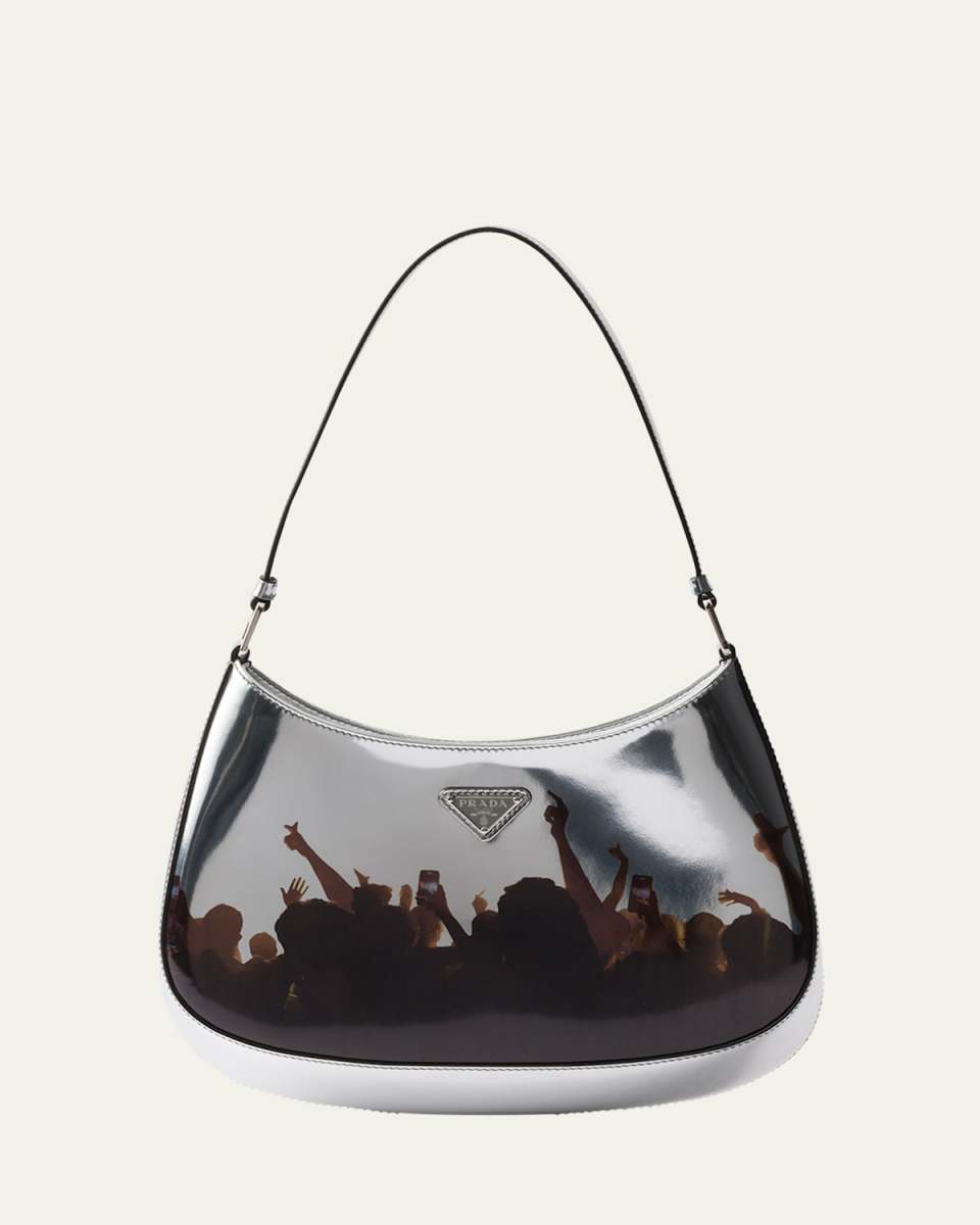 Cleo Concert-Print Metallic Leather Shoulder Bag